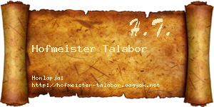 Hofmeister Talabor névjegykártya
